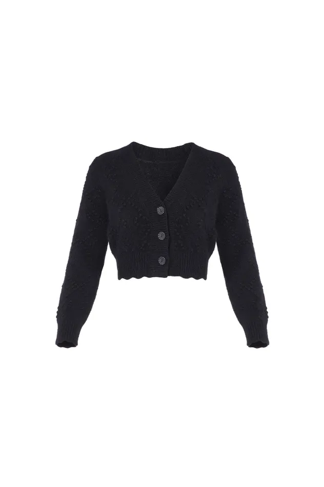 Needle and Thread Bow Stitch Cropped Cardigan Black Women Exclusives