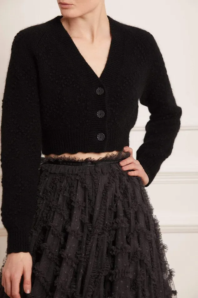 Needle and Thread Bow Stitch Cropped Cardigan Black Women Exclusives