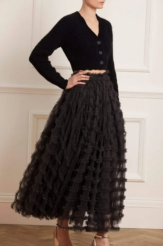 Needle and Thread Bow Stitch Cropped Cardigan Black Women Exclusives