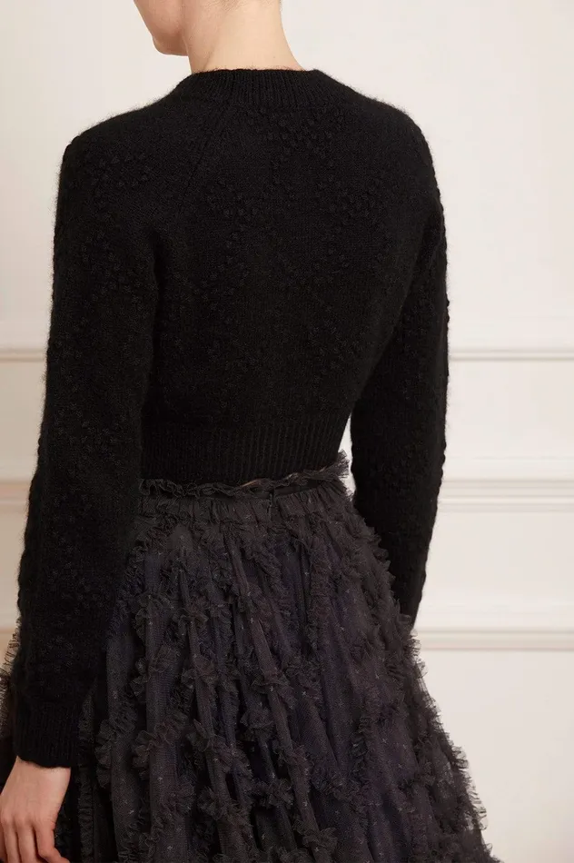 Needle and Thread Bow Stitch Cropped Cardigan Black Women Exclusives