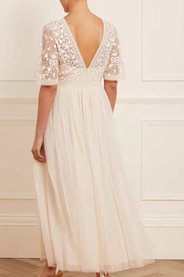 Needle and Thread Celestia Ribbon Bodice Ankle Gown Champagne Women Embroidered Dresses Needle and Thread Celestia Ribbon Bodice Ankle Gown Champagne Women Embroidered Dresses