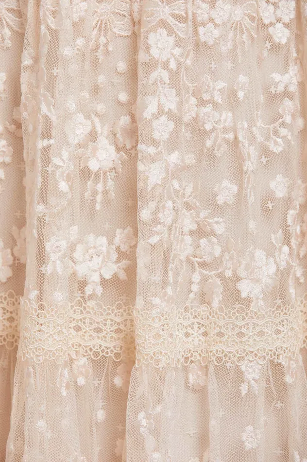 Needle and Thread Celestia Ribbon Mini Dress Champagne Women Embroidered Dresses