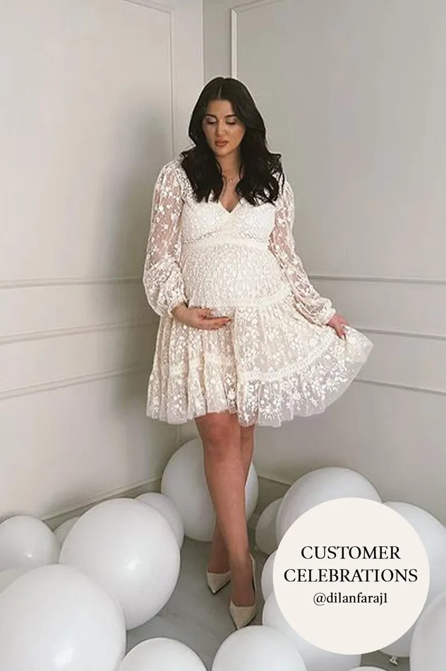 Needle and Thread Celestia Ribbon Mini Dress Champagne Women Embroidered Dresses