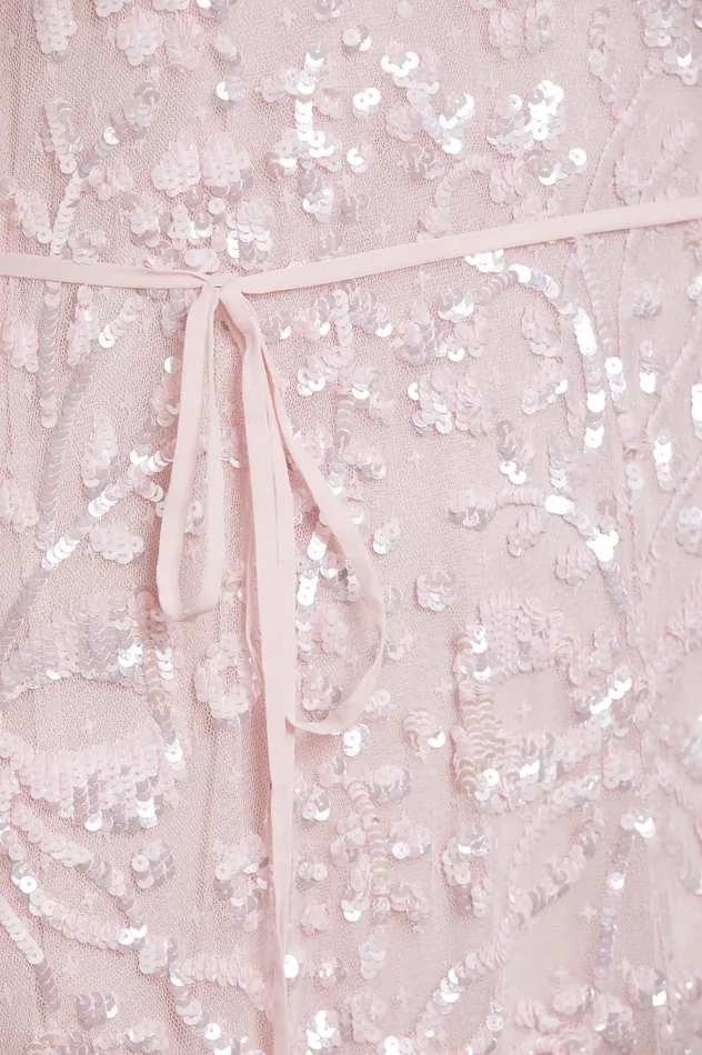 Needle and Thread Celia Long Sleeve Mini Dress Pink Women Embellished Dresses