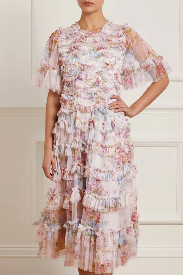Needle and Thread Floral Wonder Ruffle Ballerina Dress Multi Women Printed Dresses