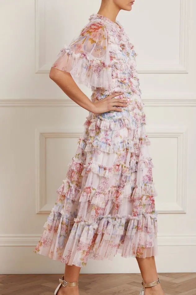 Needle and Thread Floral Wonder Ruffle Ballerina Dress Multi Women Printed Dresses