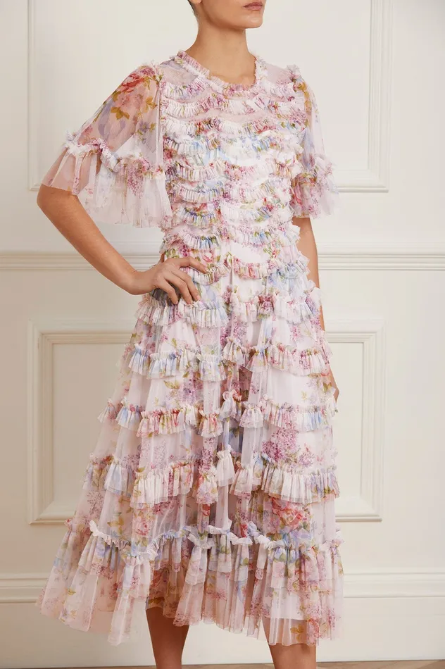 Needle and Thread Floral Wonder Ruffle Ballerina Dress Multi Women Printed Dresses