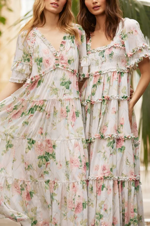 Needle and Thread Harlequin Rose Dora Chiffon Ankle Gown Multi Women Day Dresses Needle and Thread Harlequin Rose Dora Chiffon Ankle Gown Multi Women Day Dresses