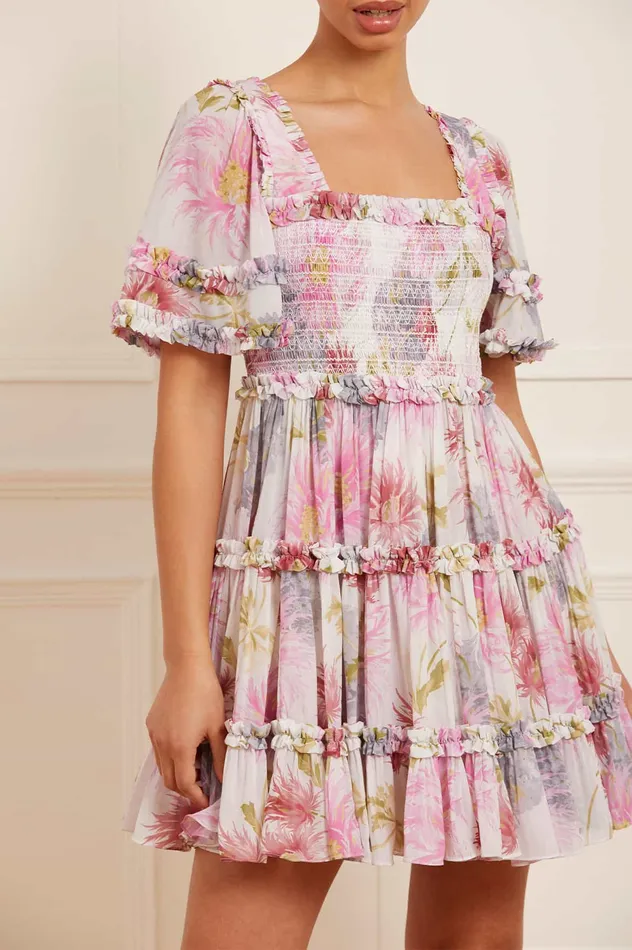 Needle and Thread Hummingbird Chiffon Smocked Micro Mini Dress Multi Women Printed Dresses Needle and Thread Hummingbird Chiffon Smocked Micro Mini Dress Multi Women Printed Dresses