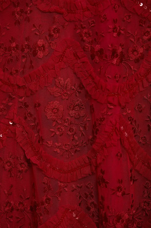 Needle and Thread Lily Bloom Ankle Gown Red Women Embellished Dresses