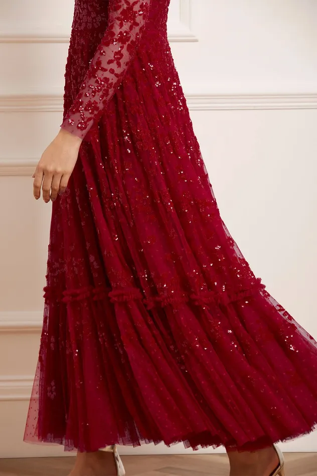 Needle and Thread Margot Ankle Gown Red Women Embellished Dresses