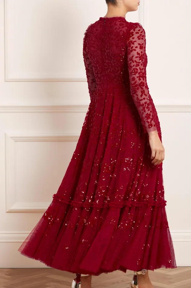Needle and Thread Margot Ankle Gown Red Women Embellished Dresses