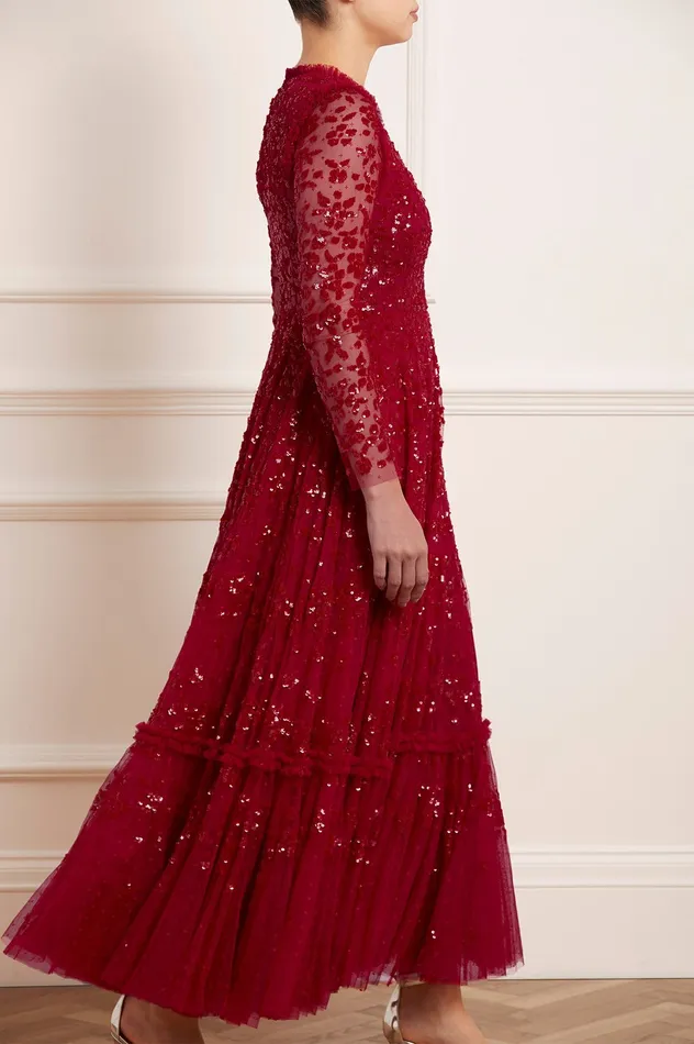 Needle and Thread Margot Ankle Gown Red Women Embellished Dresses