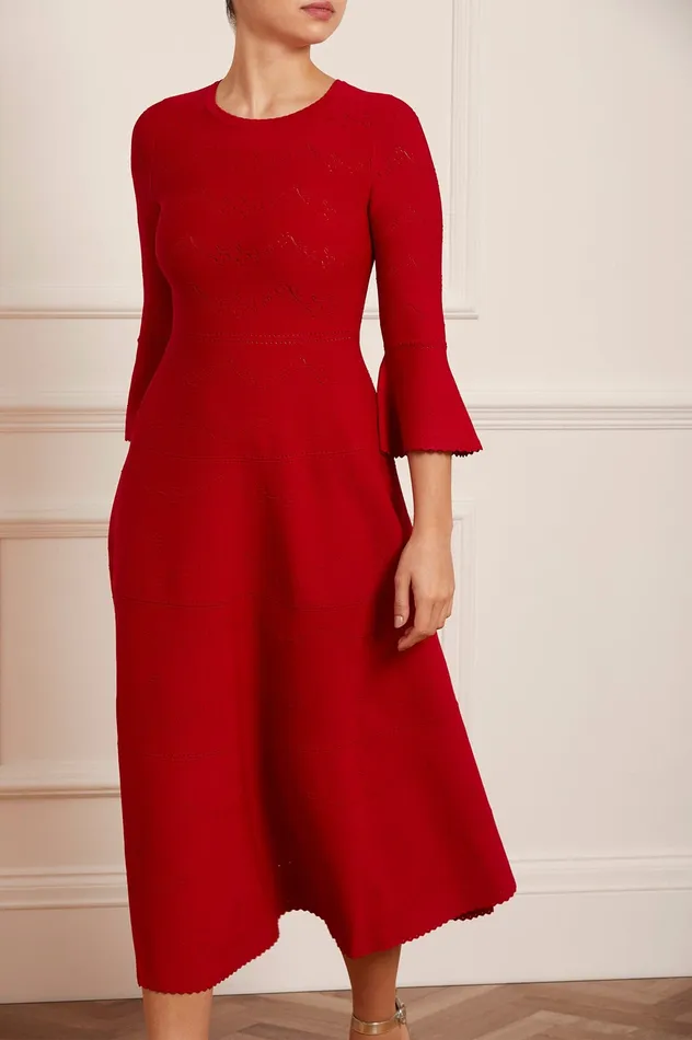Needle and Thread Pretty Pointelle Knit Ankle Gown Red Women Knitwear