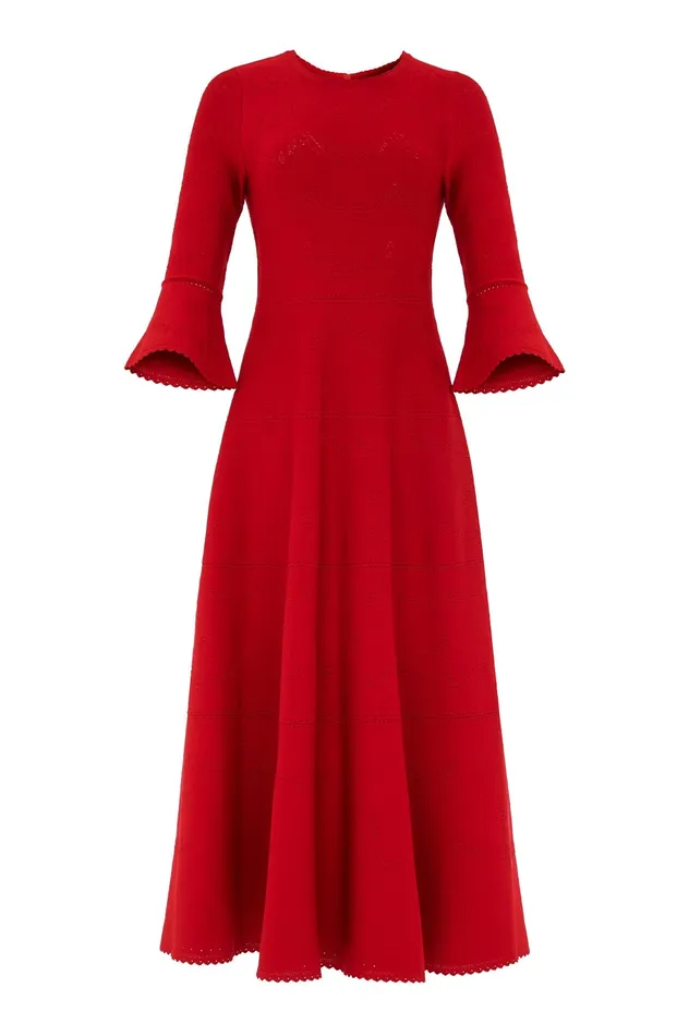 Needle and Thread Pretty Pointelle Knit Ankle Gown Red Women Knitwear