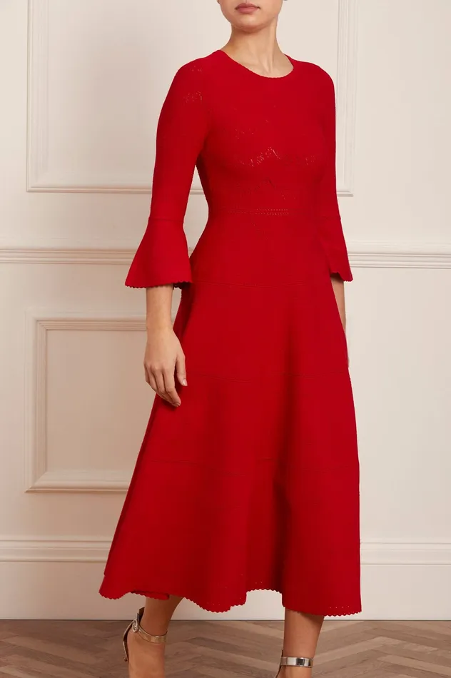 Needle and Thread Pretty Pointelle Knit Ankle Gown Red Women Knitwear