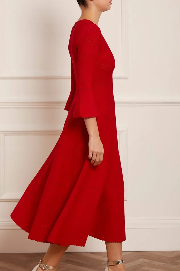 Needle and Thread Pretty Pointelle Knit Ankle Gown Red Women Knitwear