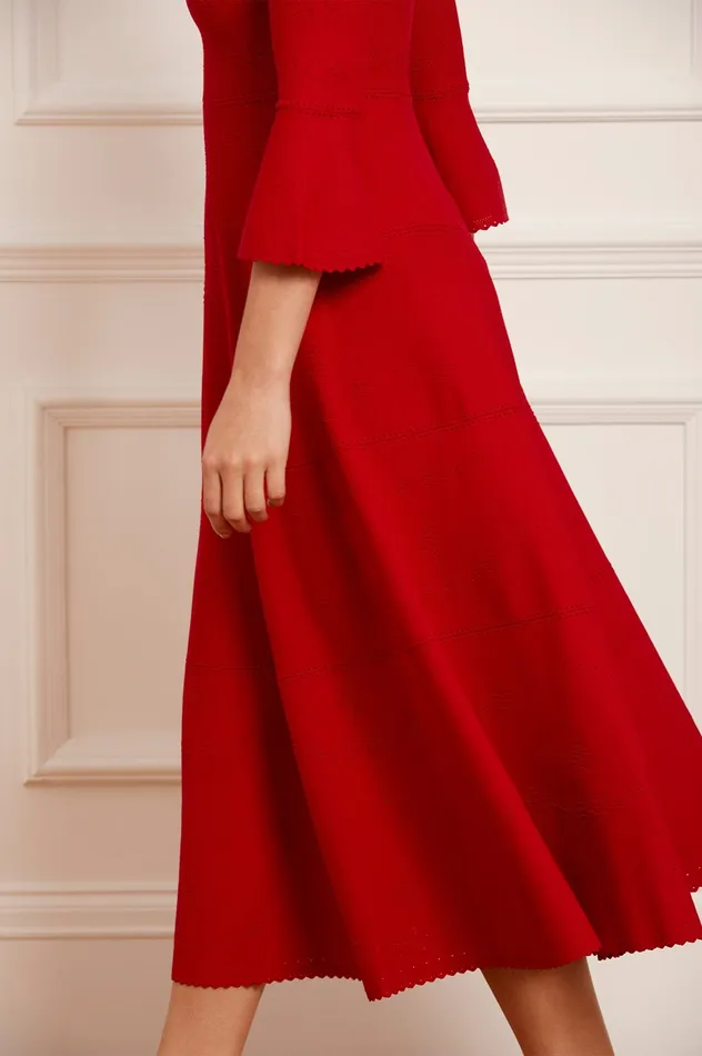 Needle and Thread Pretty Pointelle Knit Ankle Gown Red Women Knitwear
