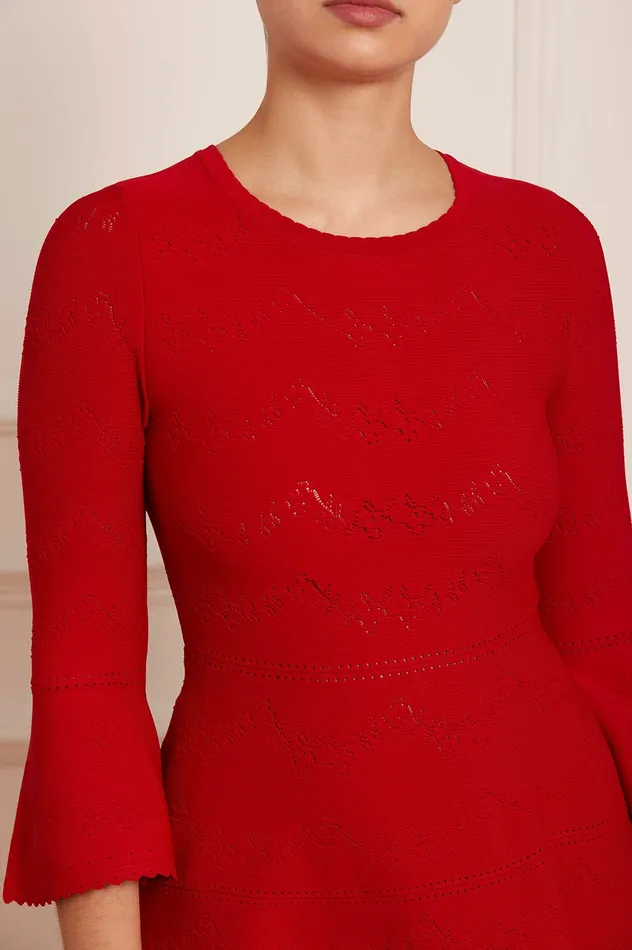 Needle and Thread Pretty Pointelle Knit Ankle Gown Red Women Knitwear