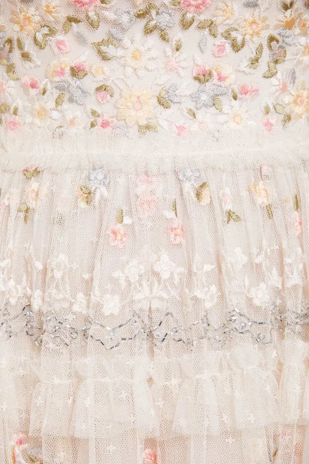 Needle and Thread Primrose Bouquet Strapless Micro Mini Dress Champagne Women Embroidered Dresses