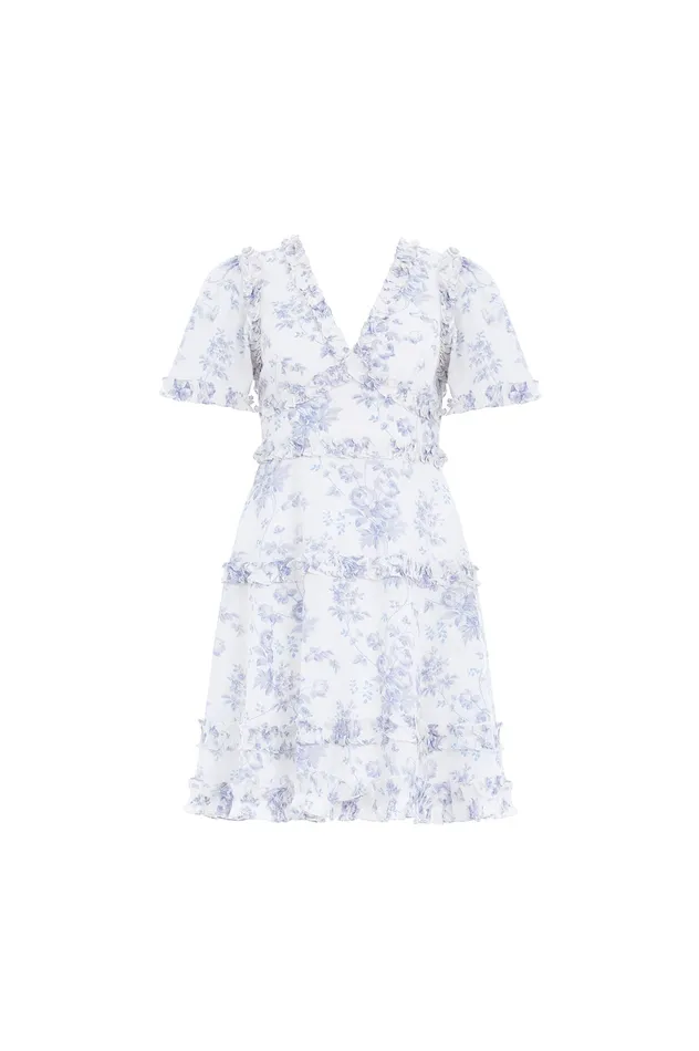 Needle and Thread Rambling Roses Cotton Micro Mini Dress Multi Women Printed Dresses