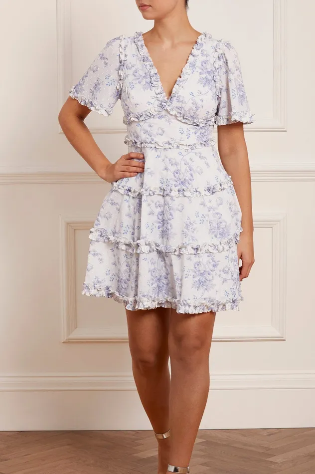 Needle and Thread Rambling Roses Cotton Micro Mini Dress Multi Women Printed Dresses
