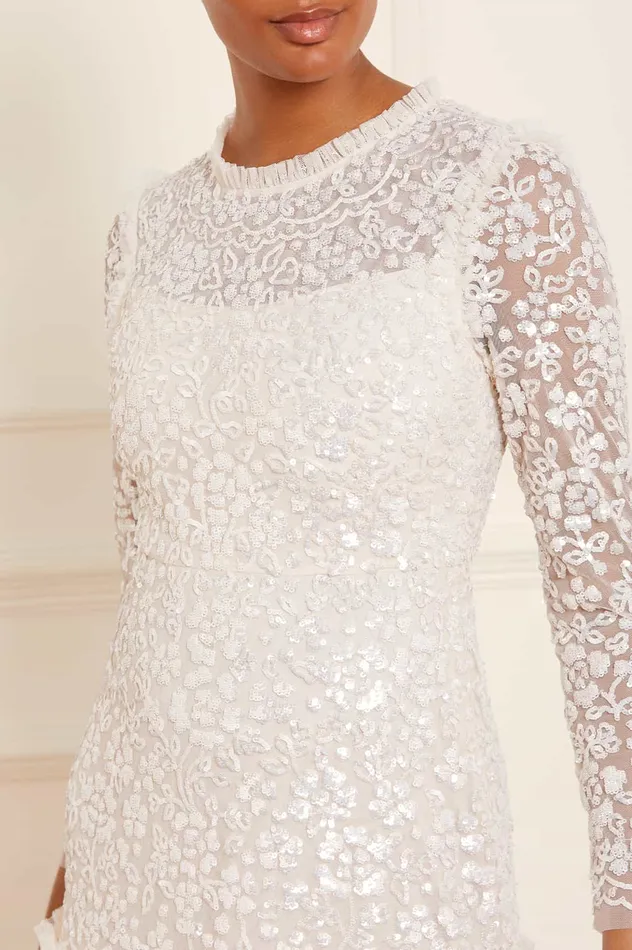 Needle and Thread Regal Rose Gloss Long Sleeve Gown Champagne Women Evening Dresses