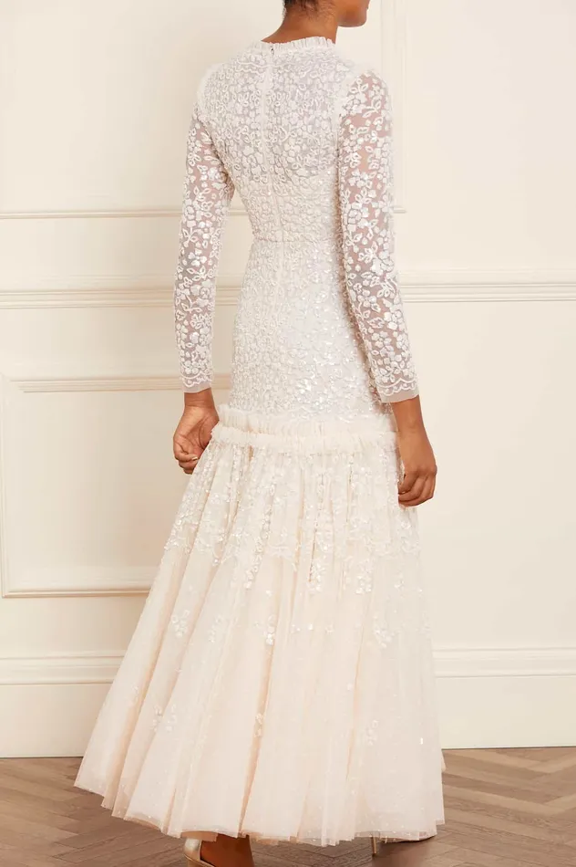 Needle and Thread Regal Rose Gloss Long Sleeve Gown Champagne Women Evening Dresses