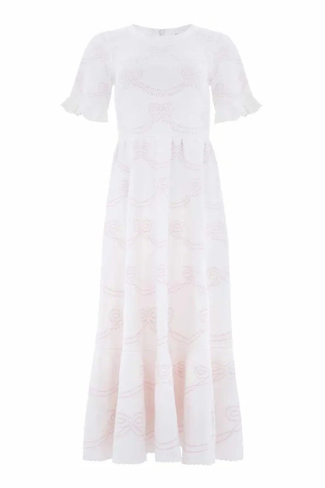 Needle and Thread Ribbon Bow Knit Ankle Gown White Women Knitwear Needle and Thread Ribbon Bow Knit Ankle Gown White Women Knitwear