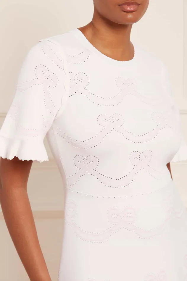 Needle and Thread Ribbon Bow Knit Ankle Gown White Women Knitwear Needle and Thread Ribbon Bow Knit Ankle Gown White Women Knitwear