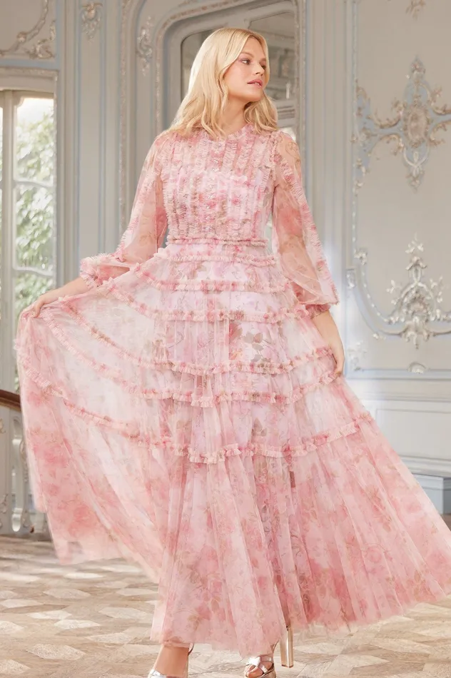 Needle and Thread Rose Bluebell Esme Gown Pink Women Printed Dresses