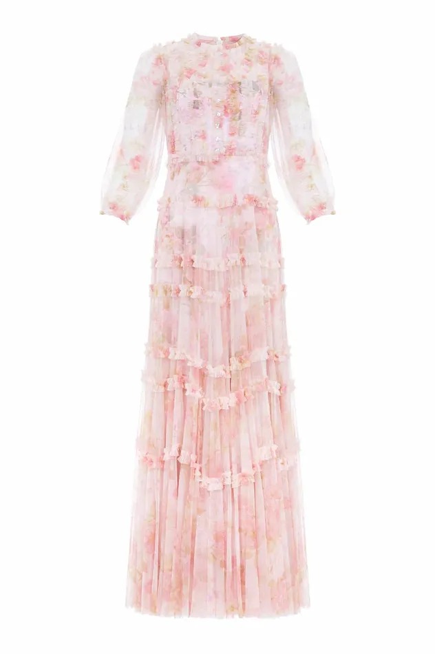 Needle and Thread Rose Bluebell Esme Gown Pink Women Printed Dresses