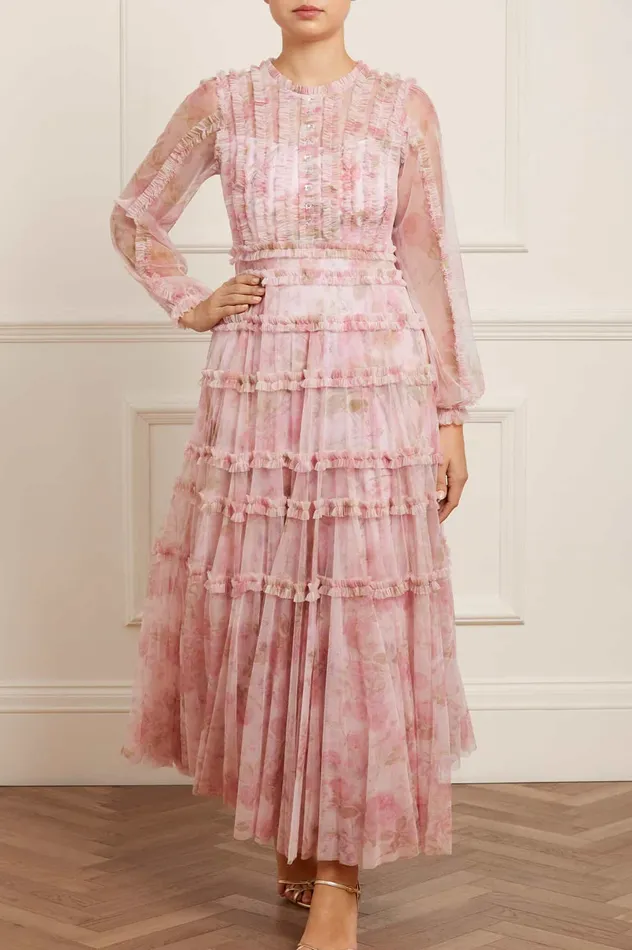 Needle and Thread Rose Bluebell Esme Gown Pink Women Printed Dresses
