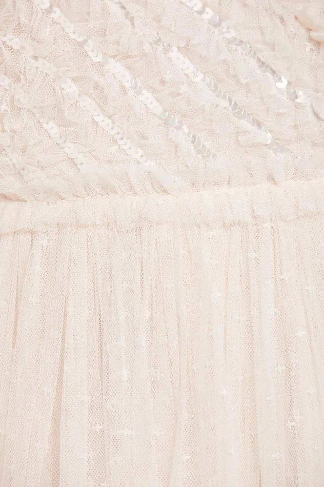 Needle and Thread Spiral Sequin Bodice VNeck Ankle Gown Champagne Women Embellished Dresses