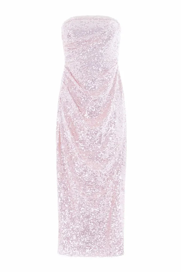 Needle and Thread Stellar Gloss Strapless Ankle Gown Pink Women Embellished Dresses