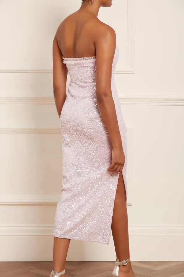 Needle and Thread Stellar Gloss Strapless Ankle Gown Pink Women Embellished Dresses