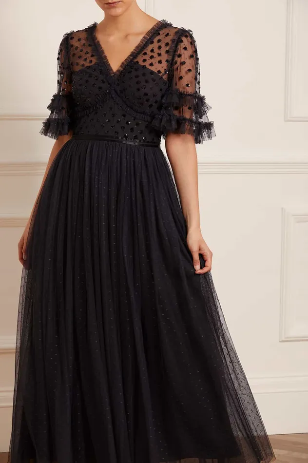 Needle and Thread Thea Bodice Ankle Gown Black Women Embellished Dresses