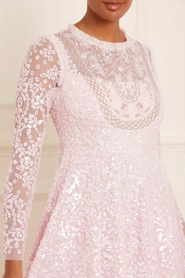 Needle and Thread Victorian Wreath Gloss Long Sleeve Gown Pink Women Evening Dresses
