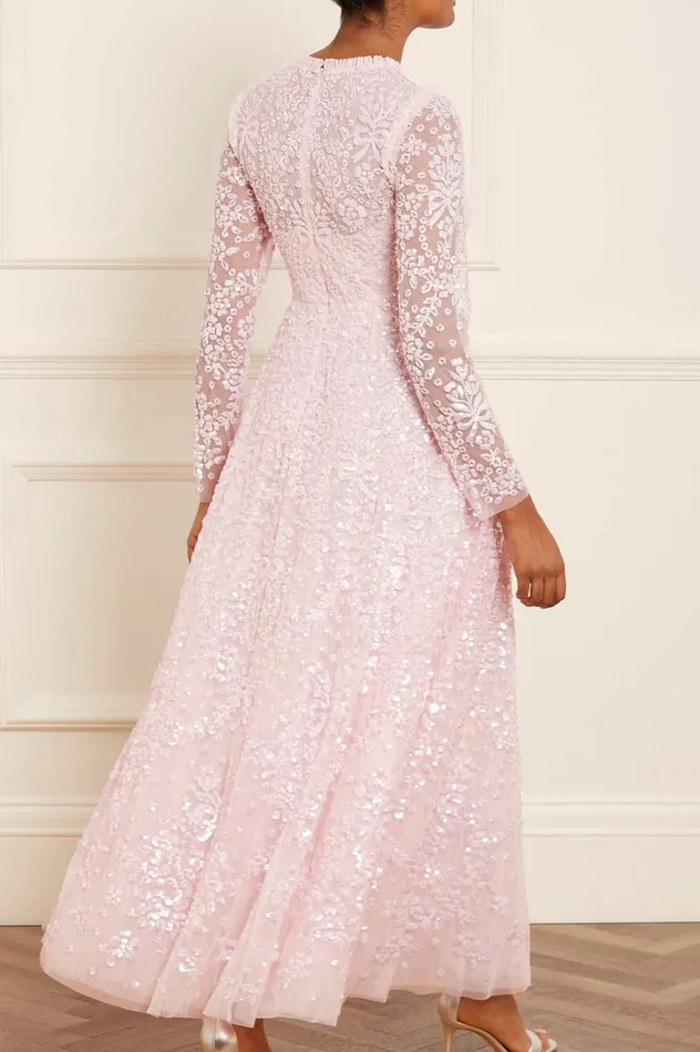 Needle and Thread Victorian Wreath Gloss Long Sleeve Gown Pink Women Evening Dresses