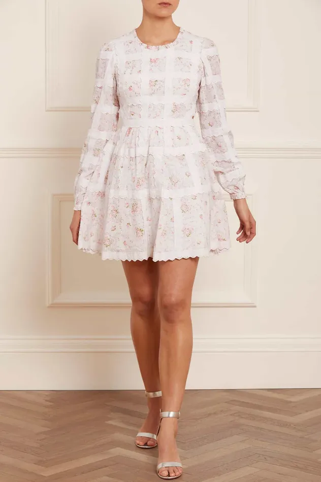 Needle and Thread Vintage Ditsy Sophia Long Sleeve Micro Mini Dress Multi Women Day Dresses