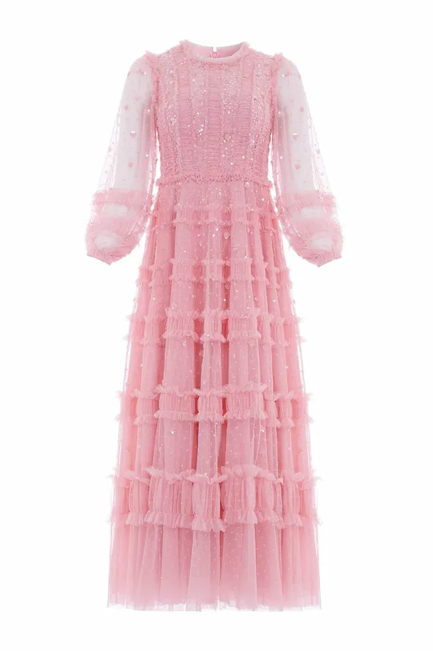 Needle and Thread Violet Shimmer Ankle Gown Pink Women Embellished Dresses Needle and Thread Violet Shimmer Ankle Gown Pink Women Embellished Dresses