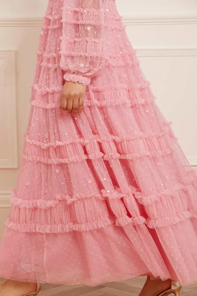 Needle and Thread Violet Shimmer Ankle Gown Pink Women Embellished Dresses Needle and Thread Violet Shimmer Ankle Gown Pink Women Embellished Dresses