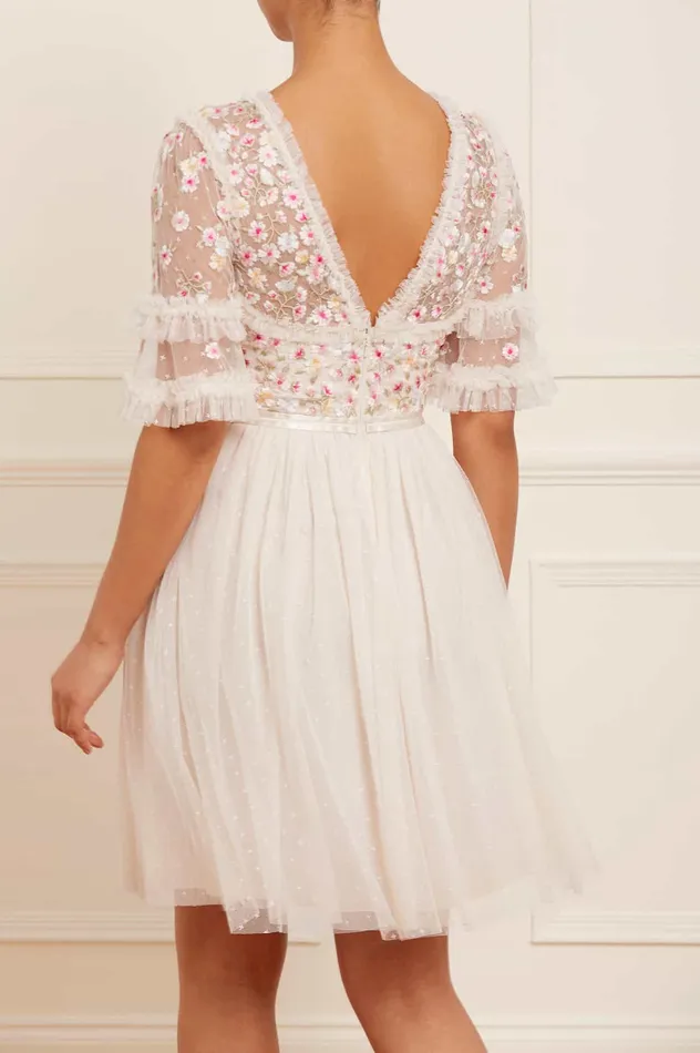 Needle and Thread Wildflower Ditsy Bodice Mini Dress Champagne Women Embroidered Dresses Needle and Thread Wildflower Ditsy Bodice Mini Dress Champagne Women Embroidered Dresses