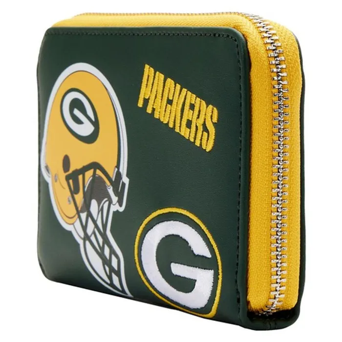 NFL Green Bay Packers Patches Zip Around Wallet Unisex Loungefly Bags and Wallets