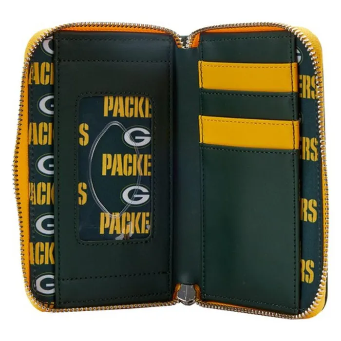 NFL Green Bay Packers Patches Zip Around Wallet Unisex Loungefly Bags and Wallets