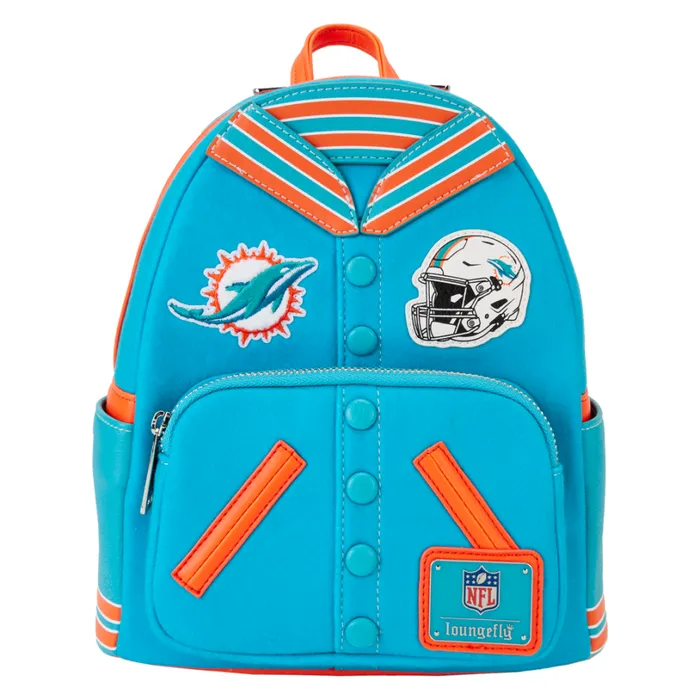 NFL Miami Dolphins Varsity Mini Backpack Unisex Loungefly Bags and Wallets