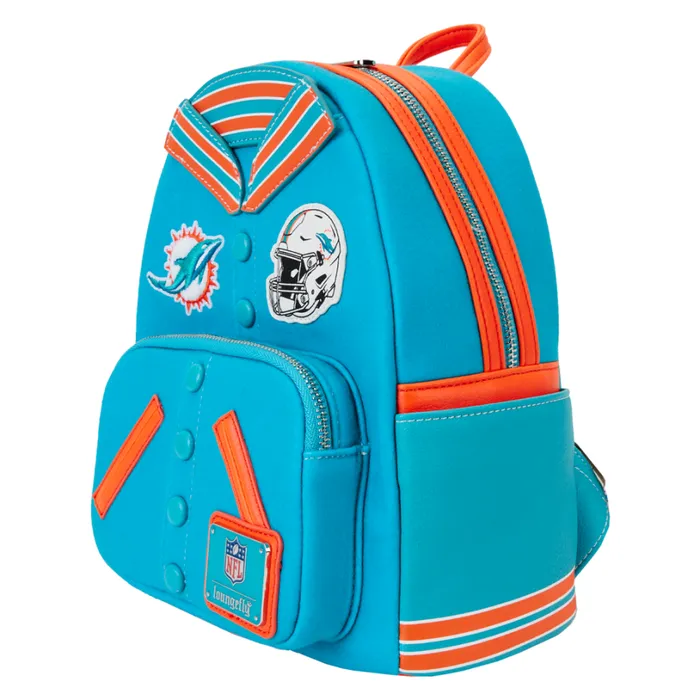 NFL Miami Dolphins Varsity Mini Backpack Unisex Loungefly Bags and Wallets