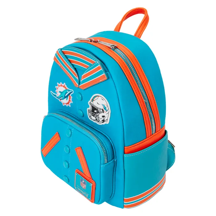 NFL Miami Dolphins Varsity Mini Backpack Unisex Loungefly Bags and Wallets