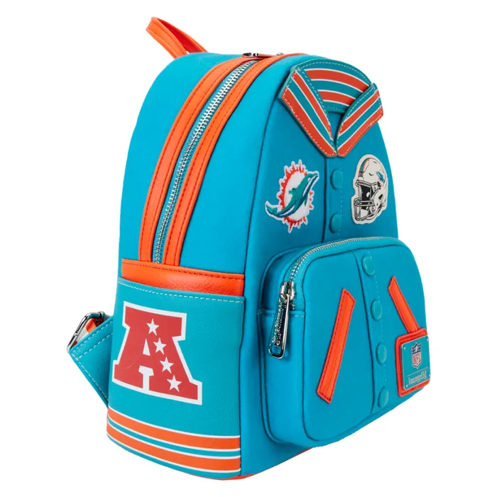 NFL Miami Dolphins Varsity Mini Backpack Unisex Loungefly Bags and Wallets