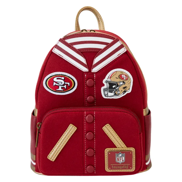 NFL San Francisco 49ers Varsity Mini Backpack Unisex Loungefly Bags and Wallets NFL San Francisco 49ers Varsity Mini Backpack Unisex Loungefly Bags and Wallets